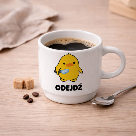 Filiżanka 250 ml z nadrukiem "Odejdź"