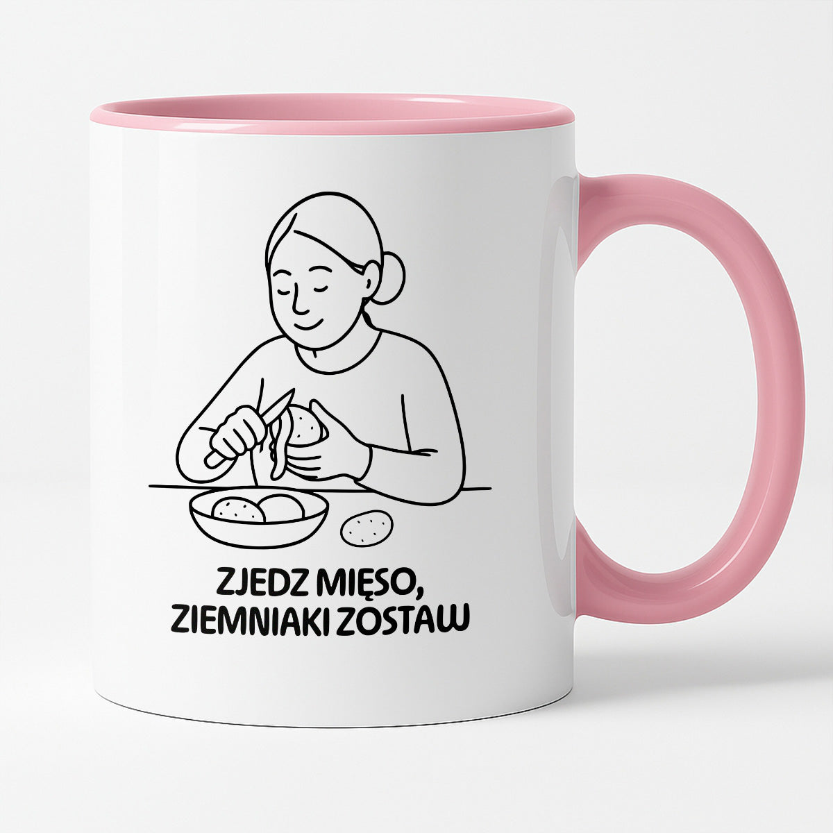 Kubek z nadrukiem "Zjedz mięso, ziemniaki zostaw" - Cytaty MAMY - DZIEŃ MAMY