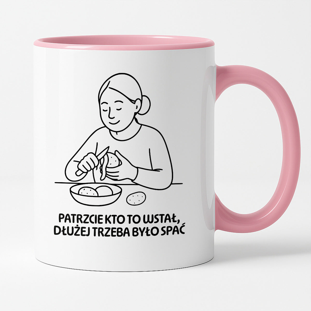 Kubek z nadrukiem "Patrzcie kto to wstał, dłużej trzeba było spać" - Cytaty MAMY - DZIEŃ MAMY