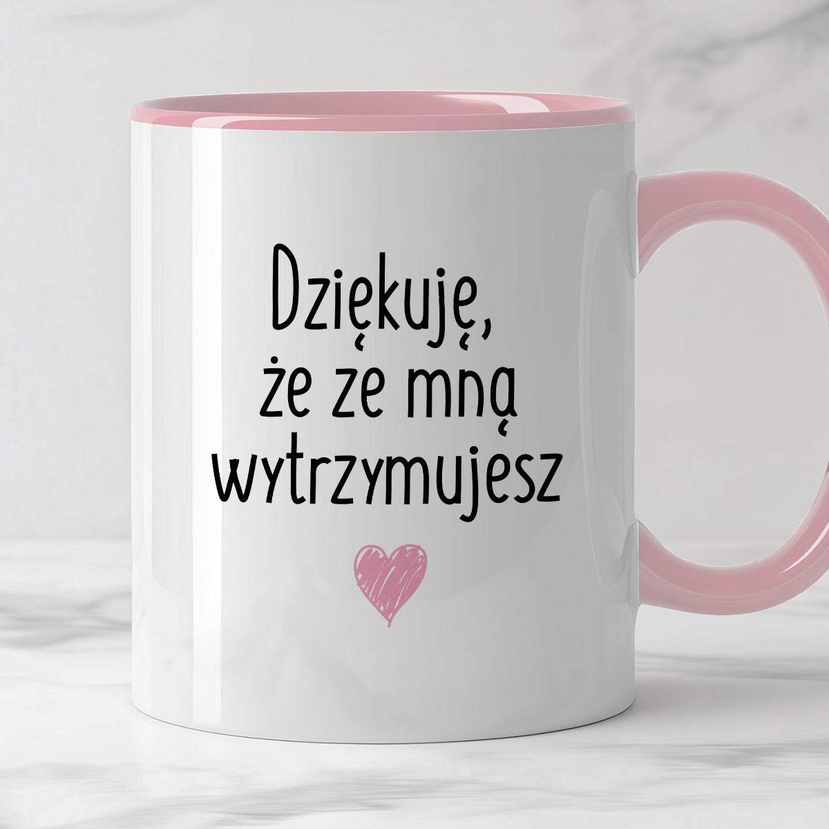 Kubek z nadrukiem "Dziękuję, że ze mną wytrzymujesz"