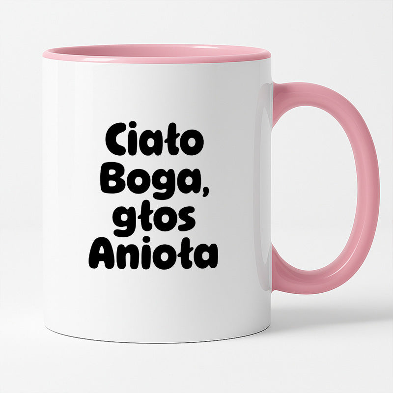 Kubek z nadrukiem "Ciało Boga, głos Anioła"