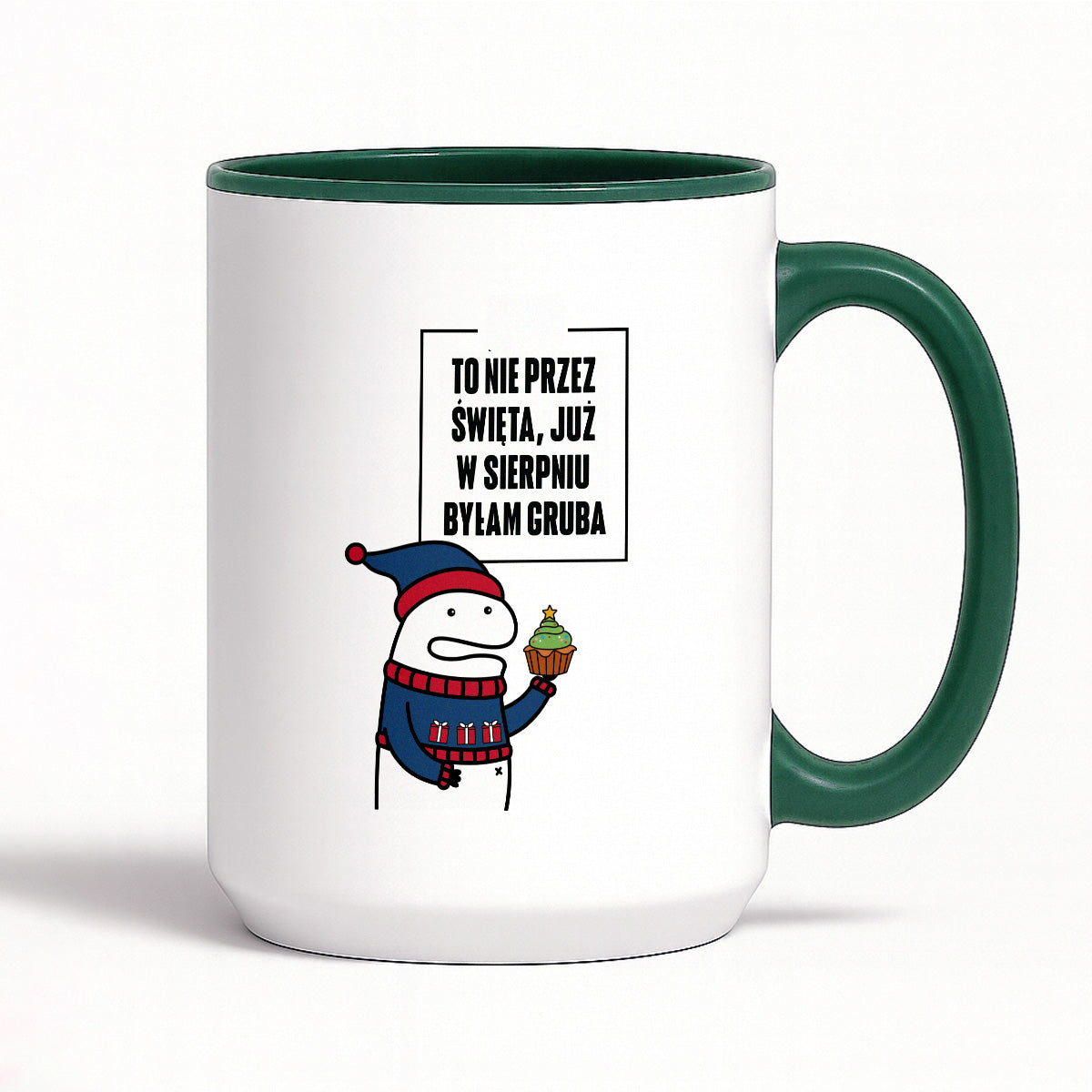 Kubek świąteczny mem "To nie przez Święta już w sierpniu byłam gruba"