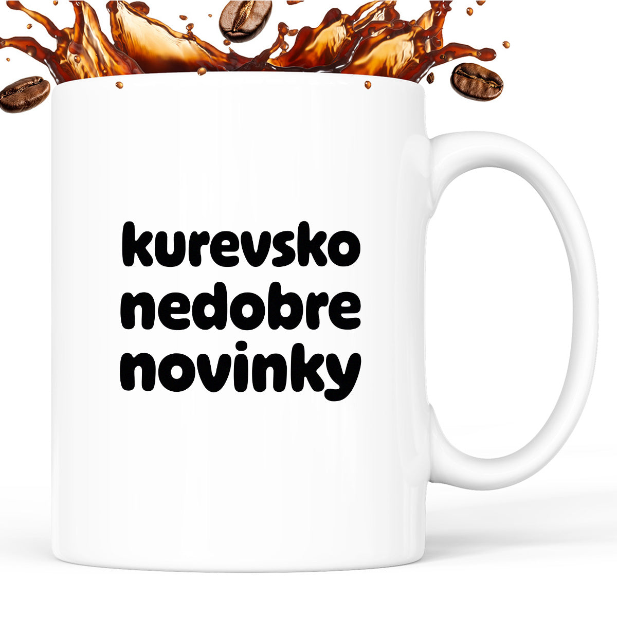Kubek z nadrukiem - "kurevsko nedobre novinky" v2