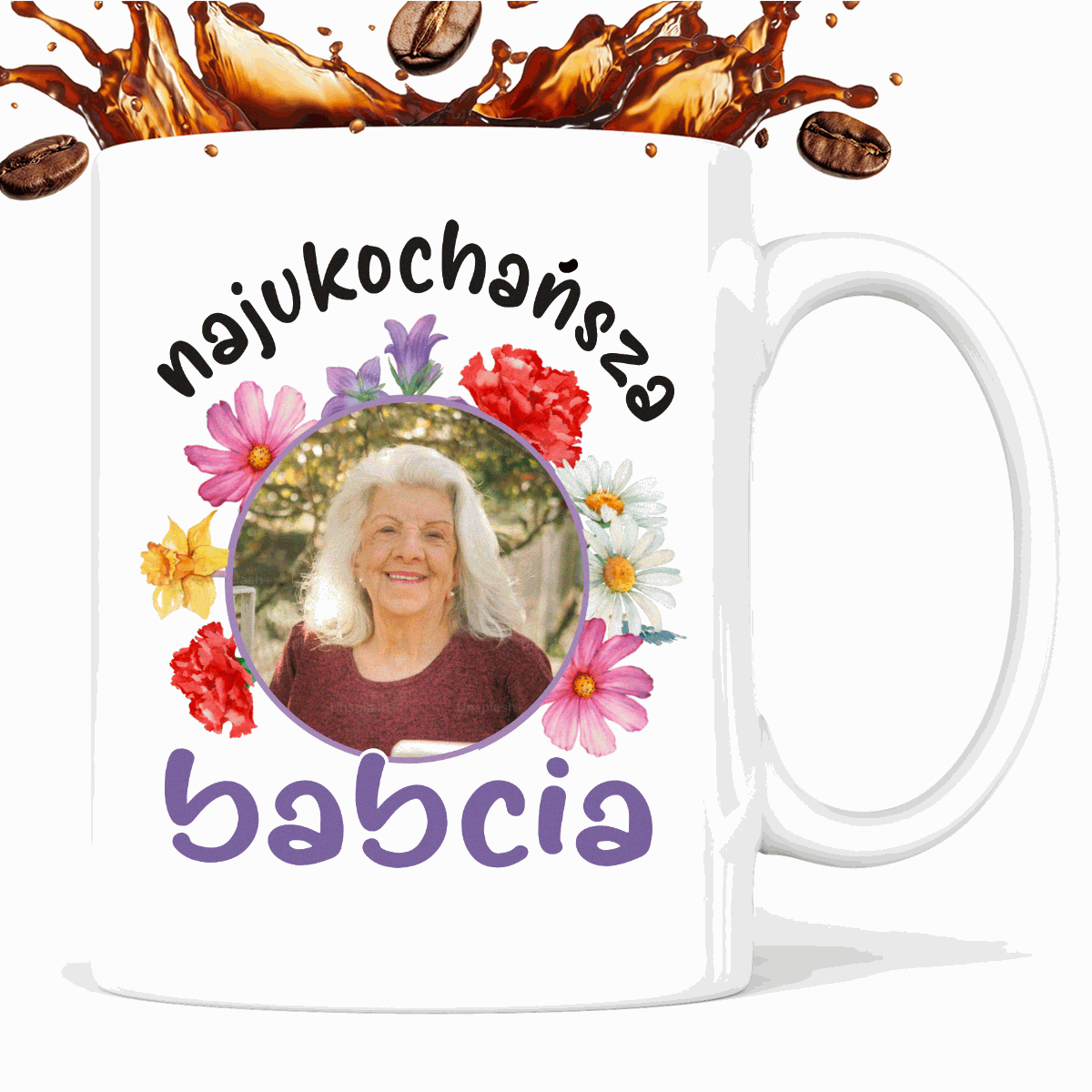 Kubek spersonalizowany dla Babci - "Najukochańsza babcia" ze zdjęciem