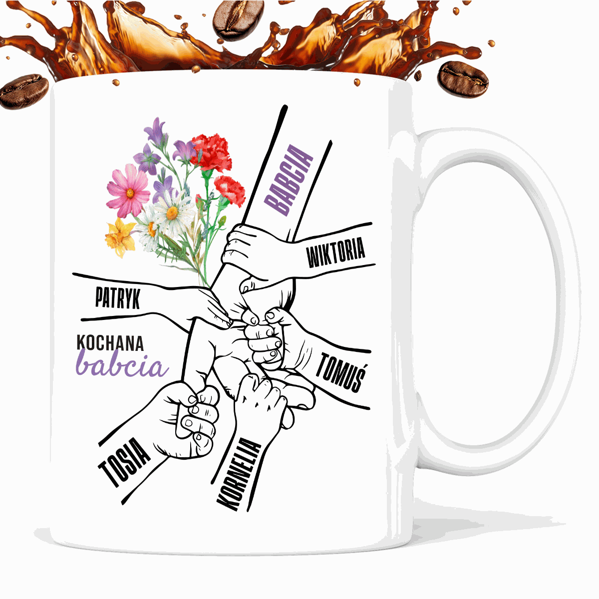 Kubek spersonalizowany Dzień Babci "Wnuczęta" - 5 dzieci