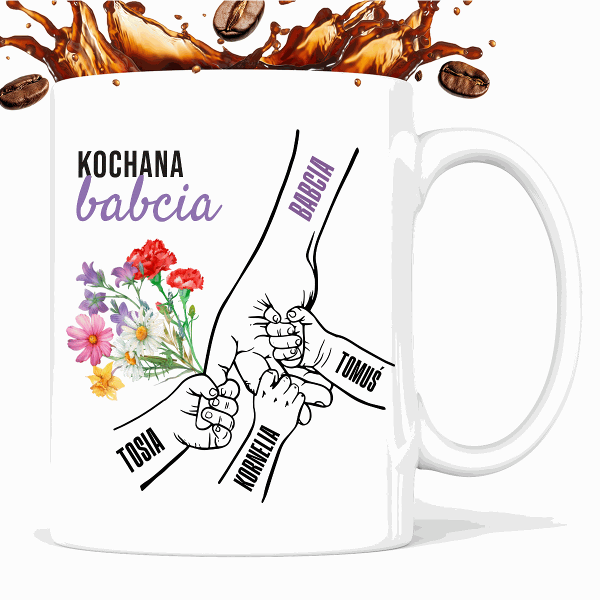 Kubek spersonalizowany Dzień Babci "Wnuczęta" - 3 dzieci