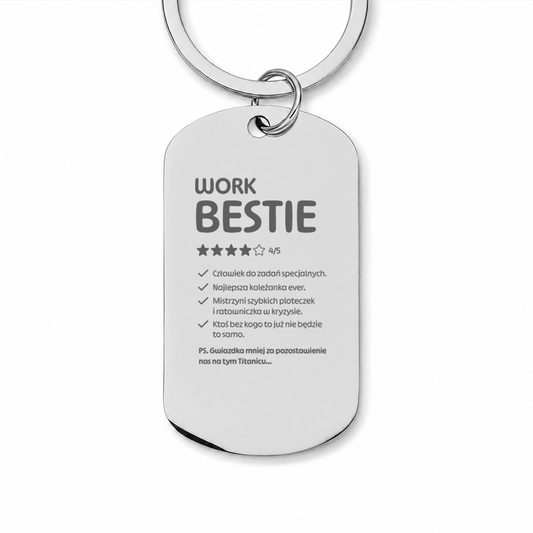 Brelok z grawerem "Work Bestie"