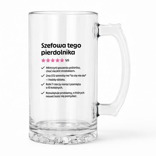 KUFEL z nadrukiem "Szefowa tego pierdolnika"