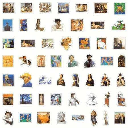 Naklejki z dziełami sztuki - zestaw 50 sztuk