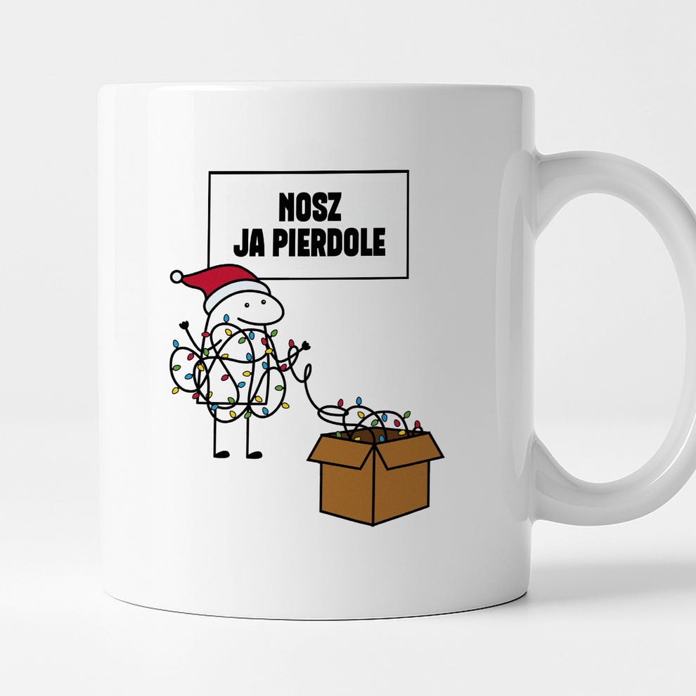 Kubek świąteczny mem "Nosz ja pierdole"
