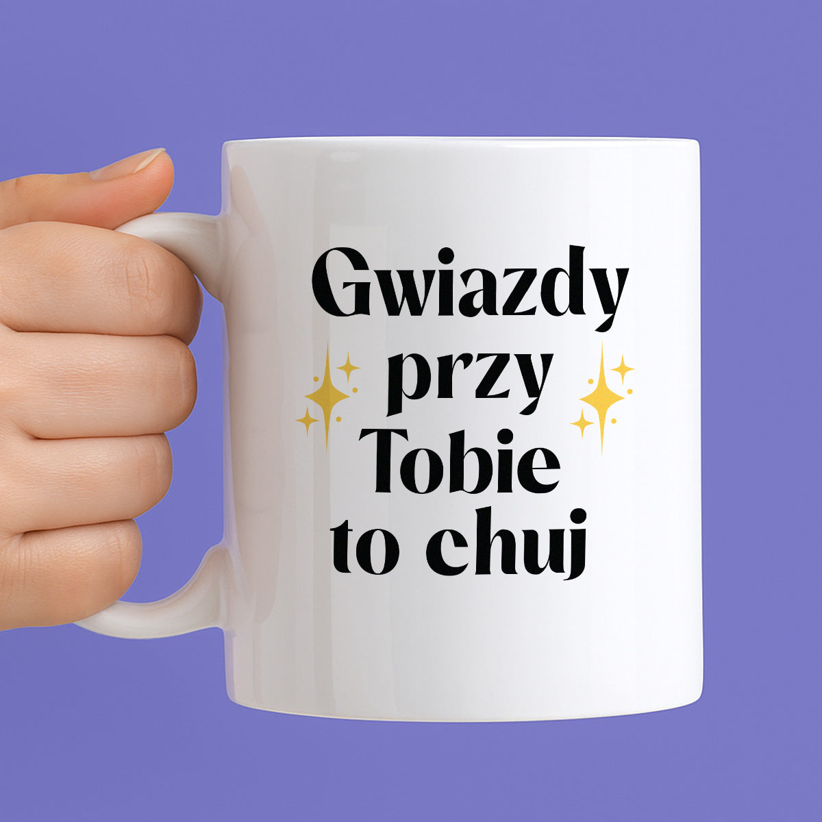 Kubek z nadrukiem "Gwiazdy przy Tobie to chuj"