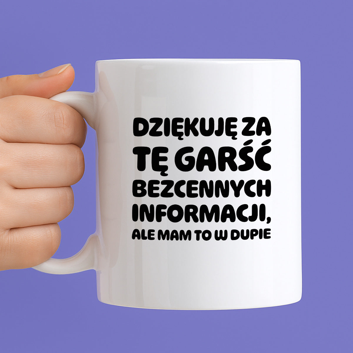 Kubek z nadrukiem - "Dziękuję za tę garść bezcennych informacji"