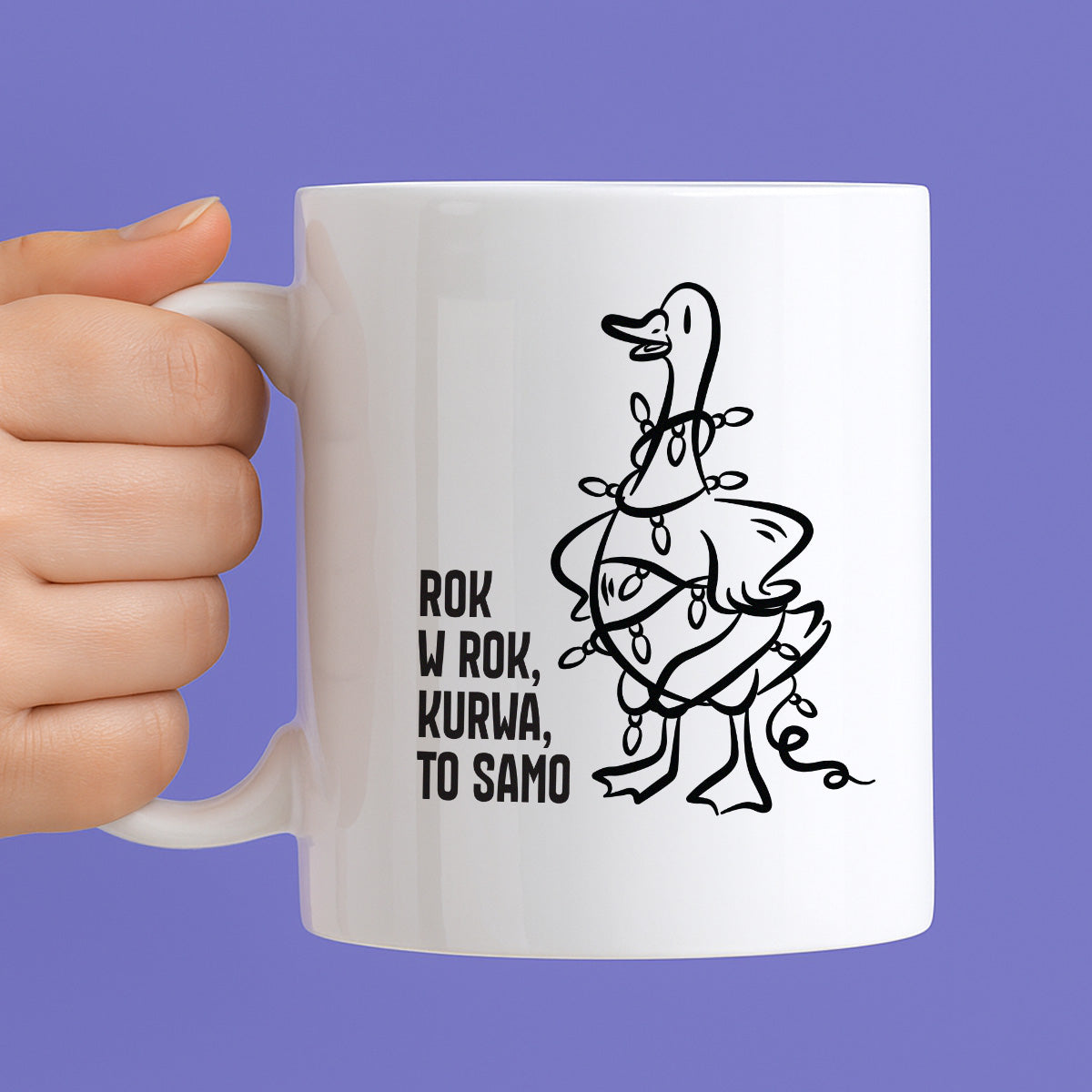 Kubek świąteczny z GĄSKĄ - "ROK W ROK, KURWA, TO SAMO"