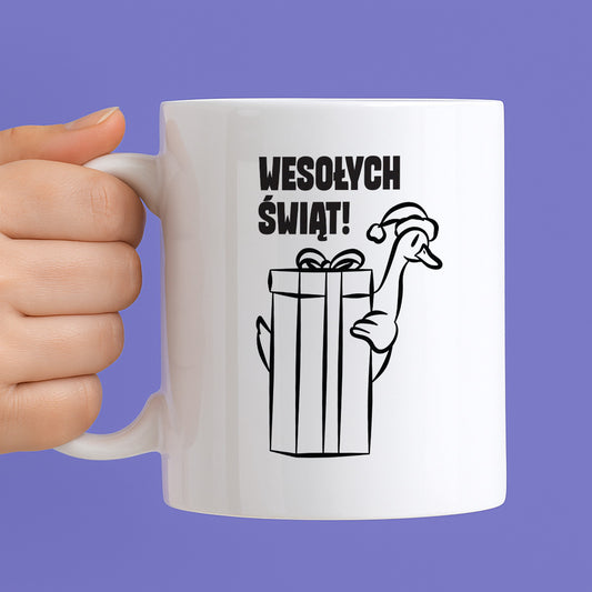 Kubek świąteczny z GĄSKĄ - "WESOŁYCH ŚWIĄT"