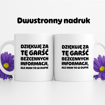 Kubek z nadrukiem - "Dziękuję za tę garść bezcennych informacji"