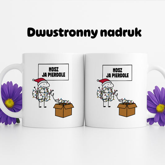 Kubek świąteczny mem "Nosz ja pierdole"