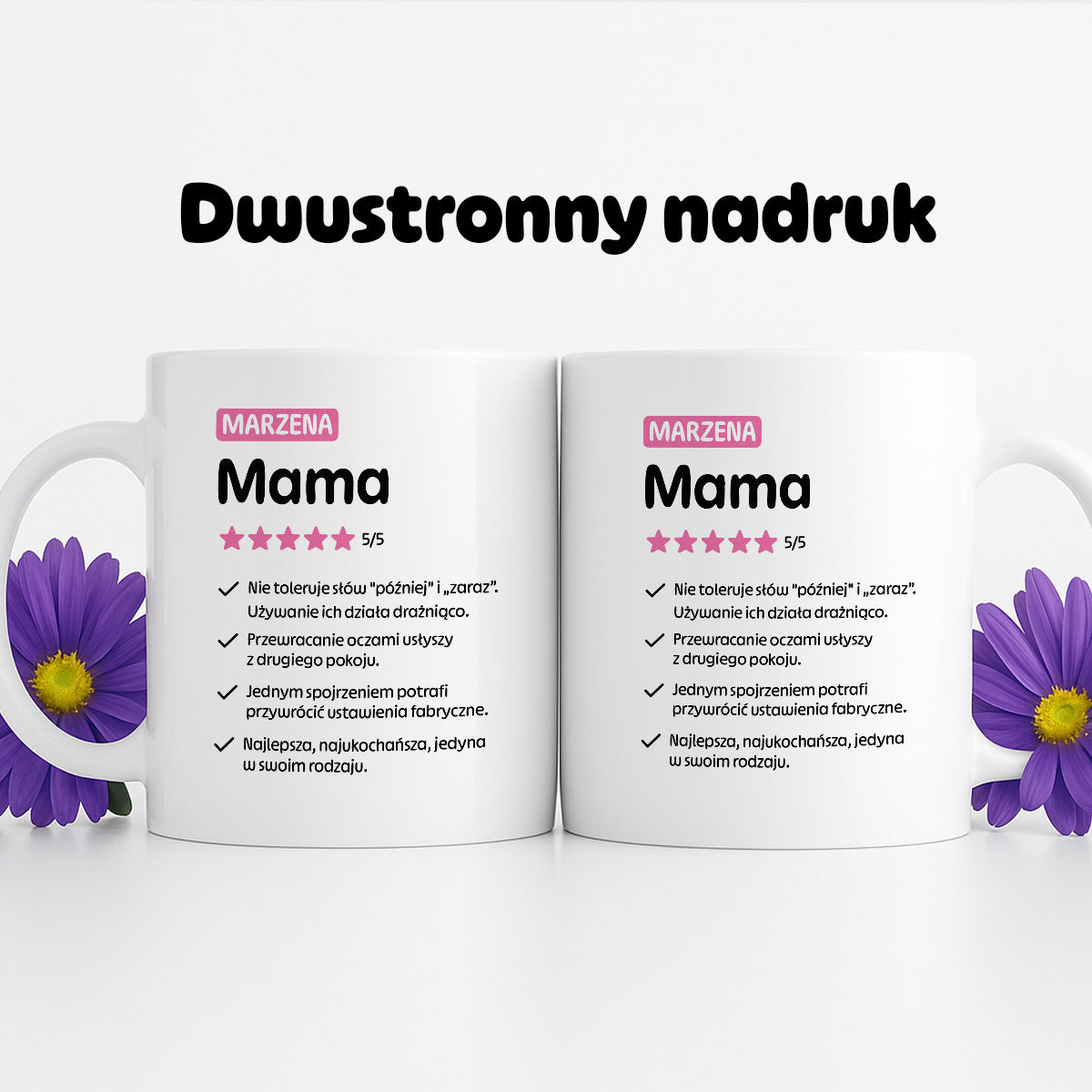 Kubek z nadrukiem - "Mama 5/5" z imieniem