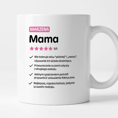 Kubek z nadrukiem - "Mama 5/5" z imieniem