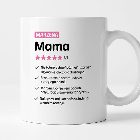 Kubek z nadrukiem - "Mama 5/5" z imieniem