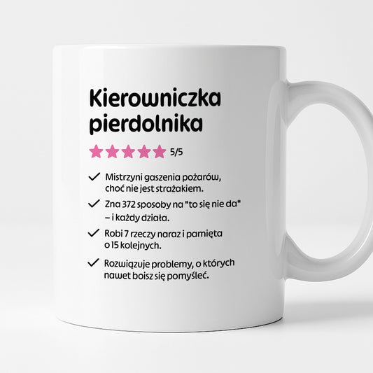 Kubek z nadrukiem "Kierowniczka pierdolnika"