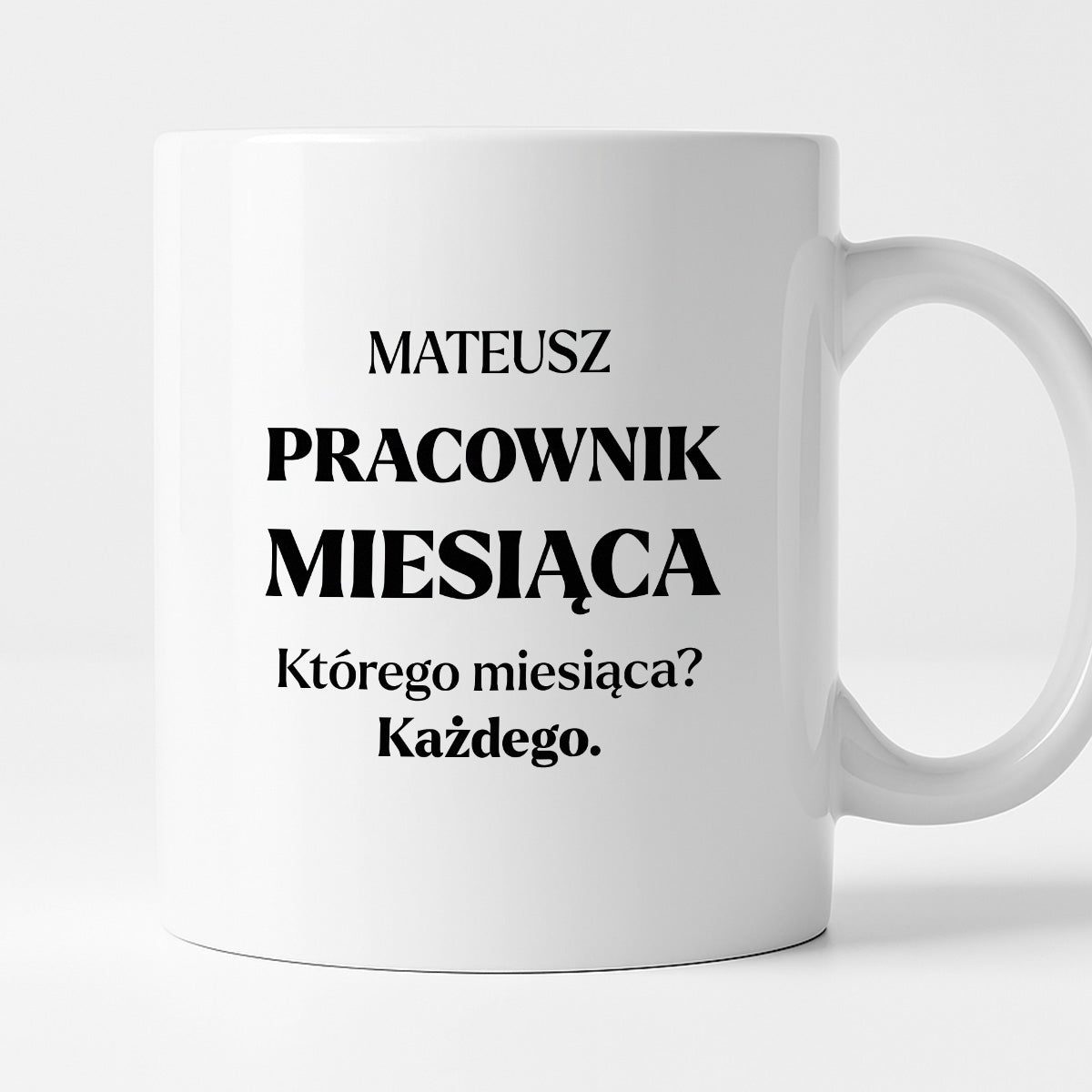 Kubek z nadrukiem - "Pracownik miesiąca z imieniem"