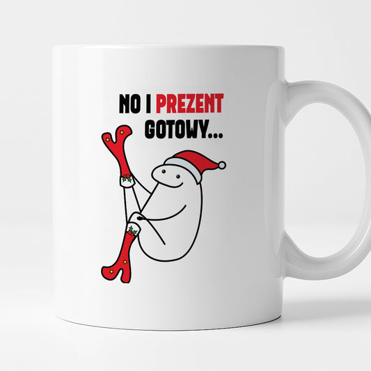 Kubek świąteczny mem "No i prezent gotowy"
