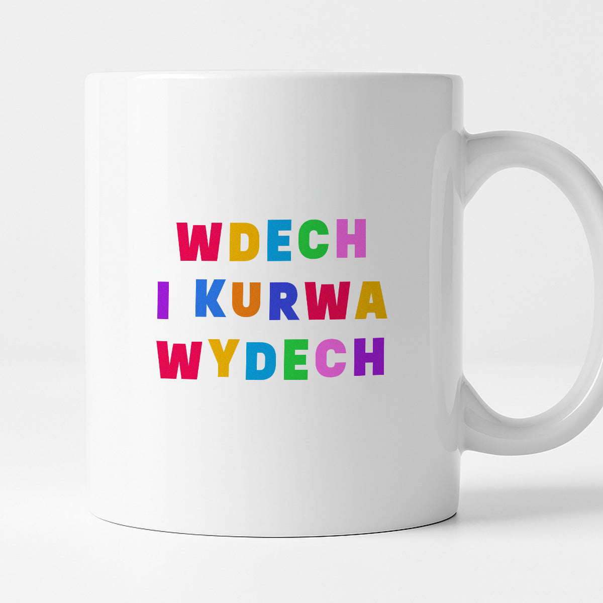Kubek z kolorowym nadrukiem "wdech i kurwa wdech"