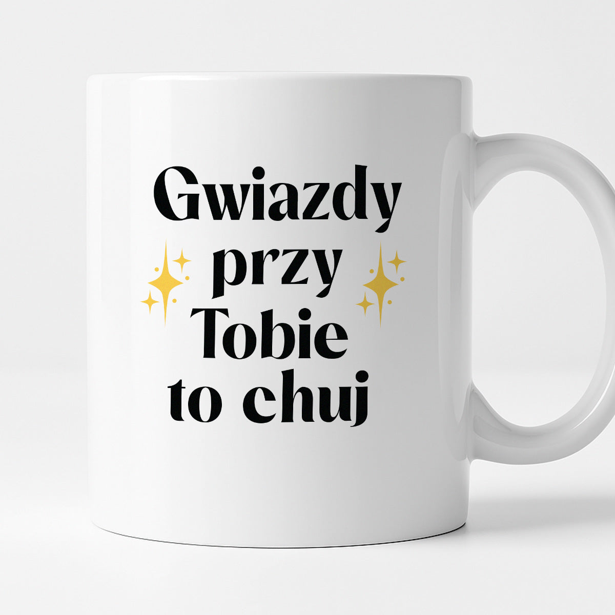 Kubek z nadrukiem "Gwiazdy przy Tobie to chuj"