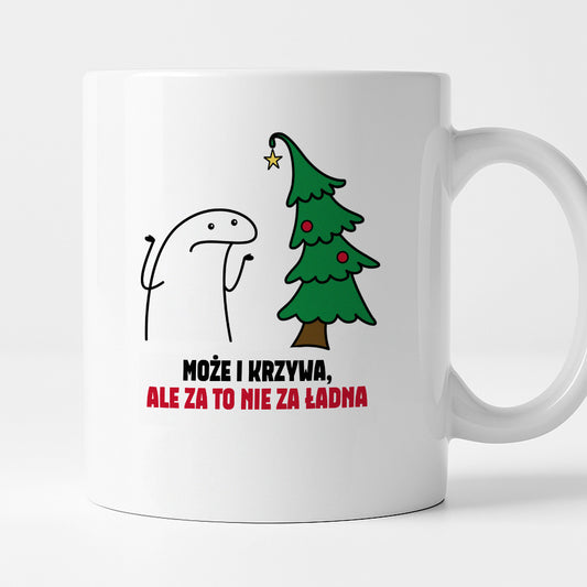 Kubek świąteczny mem "Może i krzywa, ale za to nie za ładna"