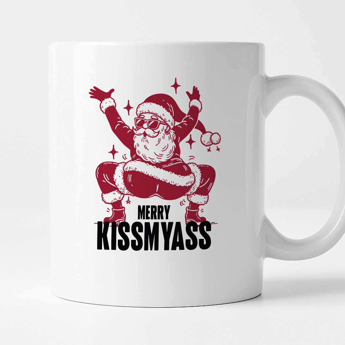 Kubek świąteczny z ✨slay✨ Mikołajem "Merry kissmyass"
