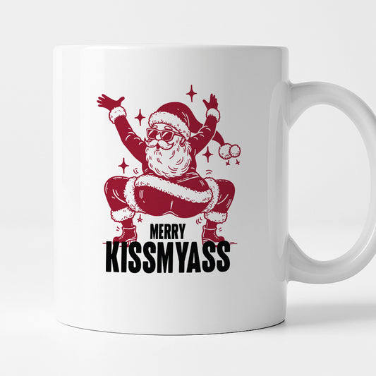 Kubek świąteczny z ✨slay✨ Mikołajem "Merry kissmyass"