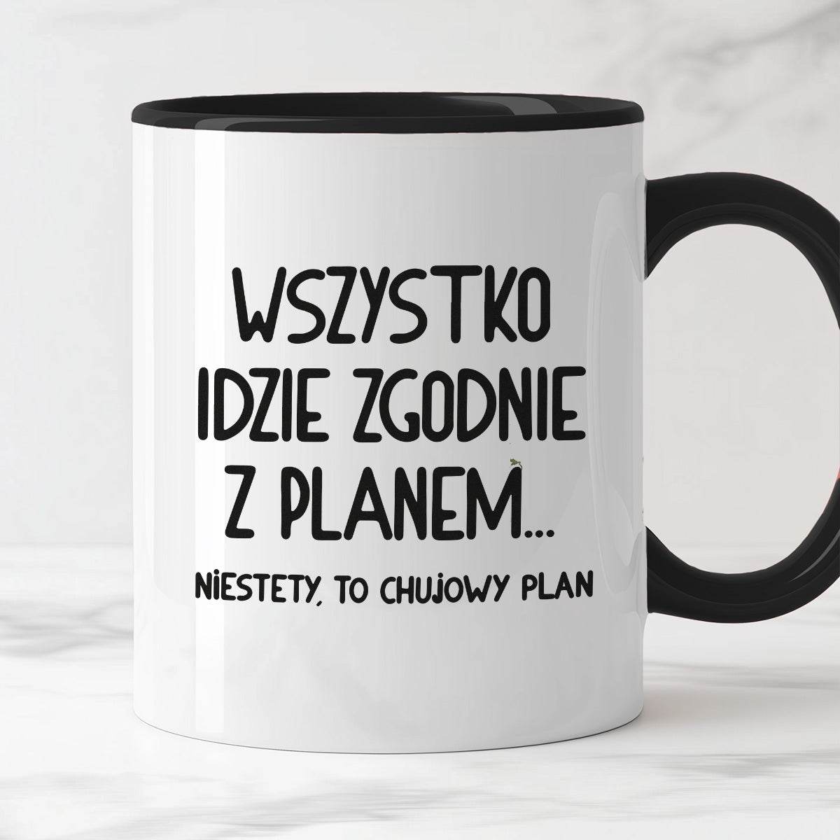 Kubek z nadrukiem "Wszystko idzie zgodnie z planem... Niestety to chuj