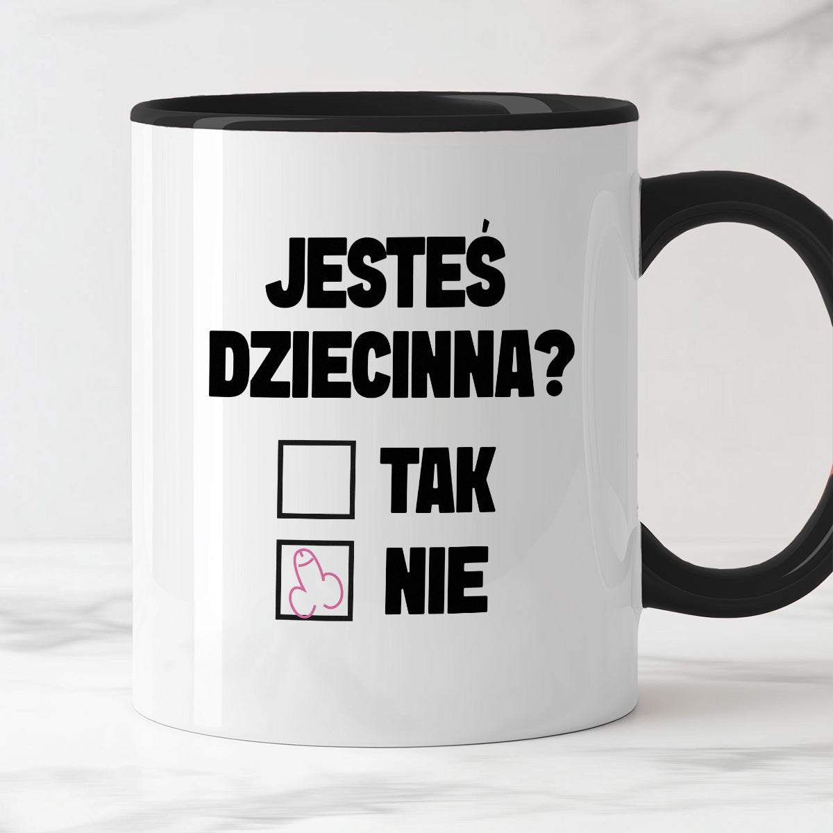 Kubek z nadrukiem "Jesteś dziecinna?"