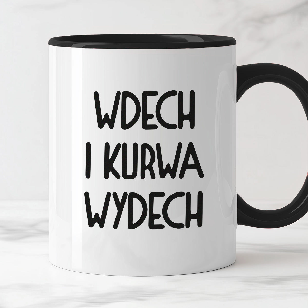 Kubek z nadrukiem "Wdech i kurwa wydech"