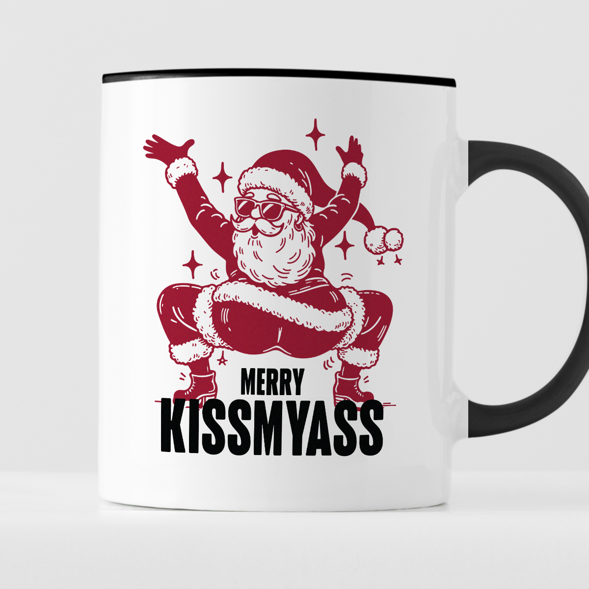 Kubek świąteczny z ✨slay✨ Mikołajem "Merry kissmyass"