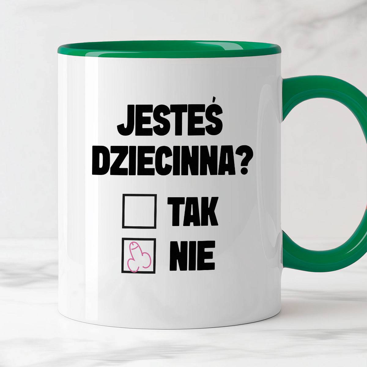 Kubek z nadrukiem "Jesteś dziecinna?"