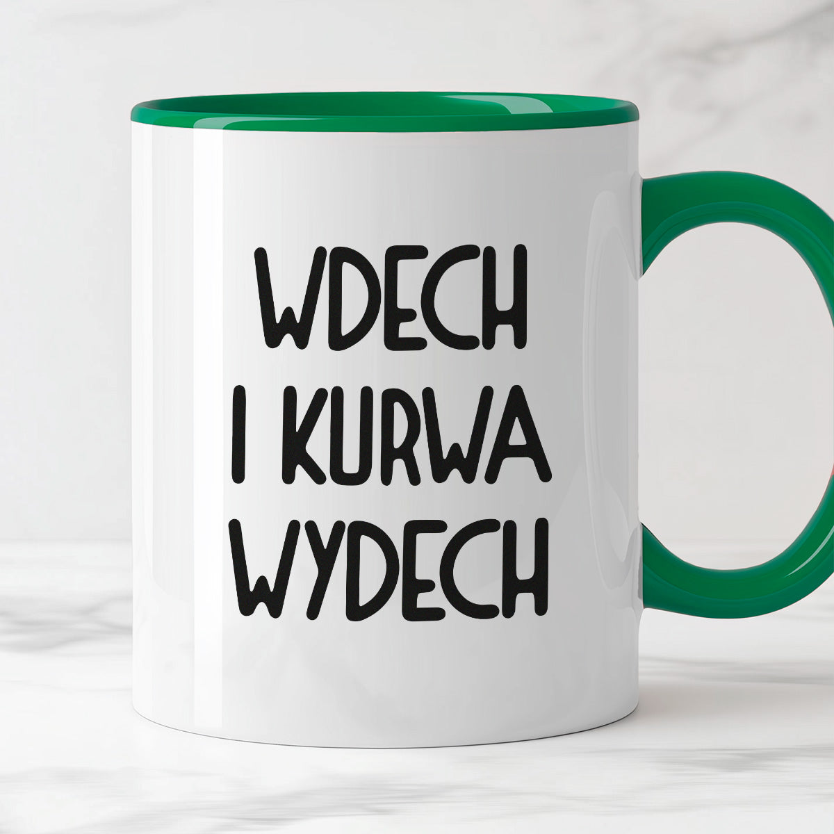 Kubek z nadrukiem "Wdech i kurwa wydech"