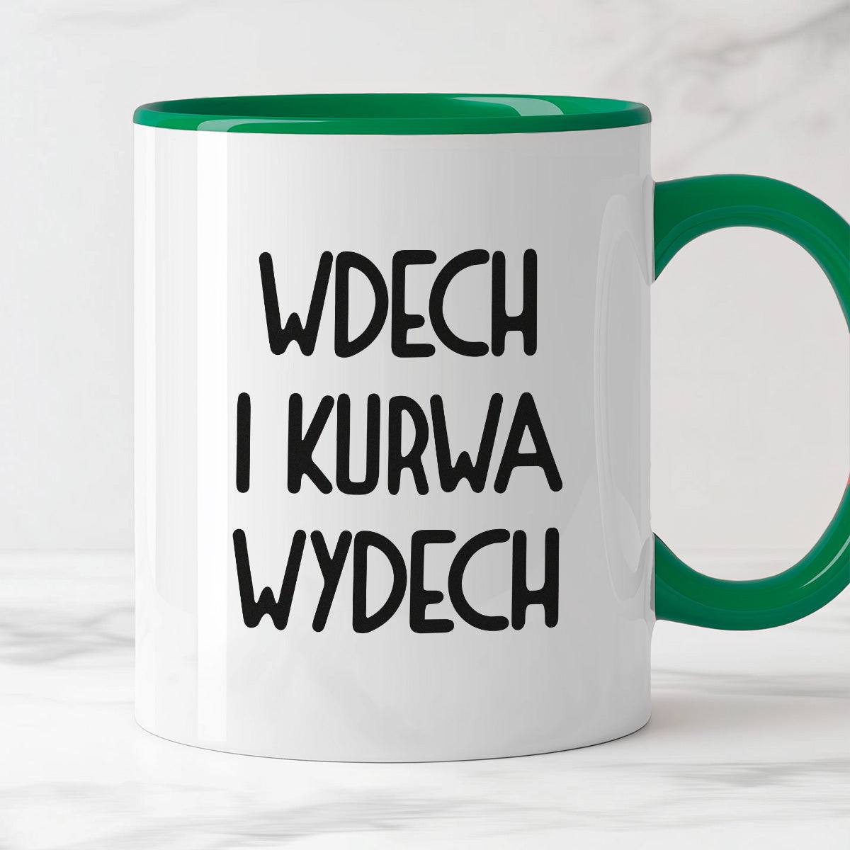 Kubek z nadrukiem "Wdech i kurwa wydech"