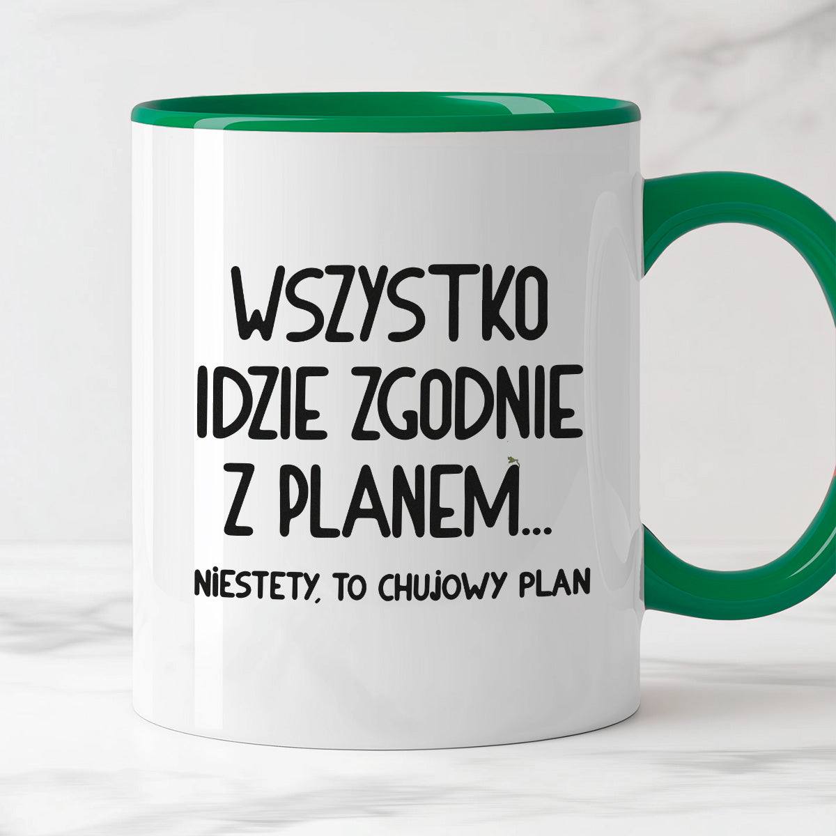Kubek z nadrukiem "Wszystko idzie zgodnie z planem... Niestety to chuj