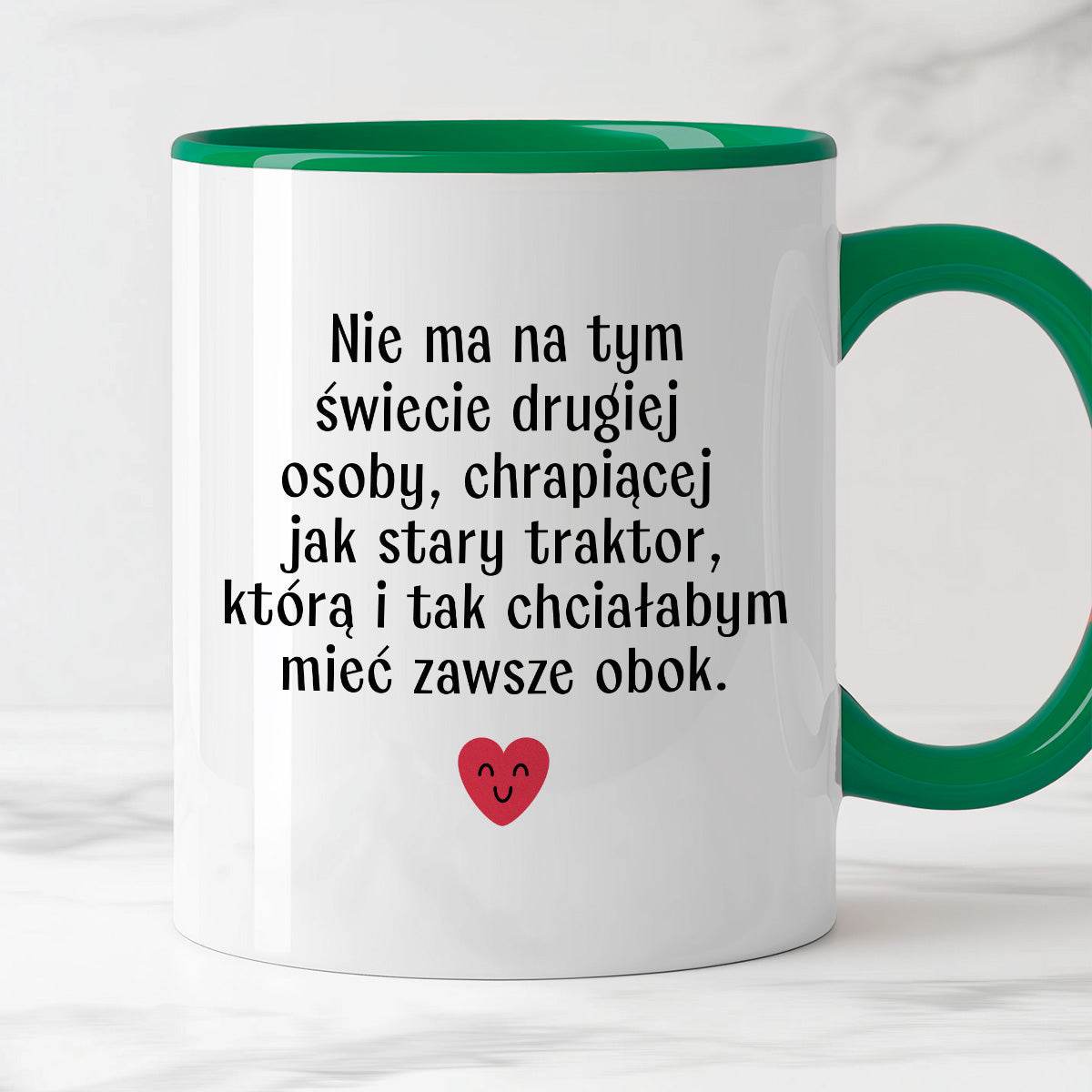 Kubek z nadrukiem "Nie ma na tym świecie drugiej osoby, chrapiącej jak