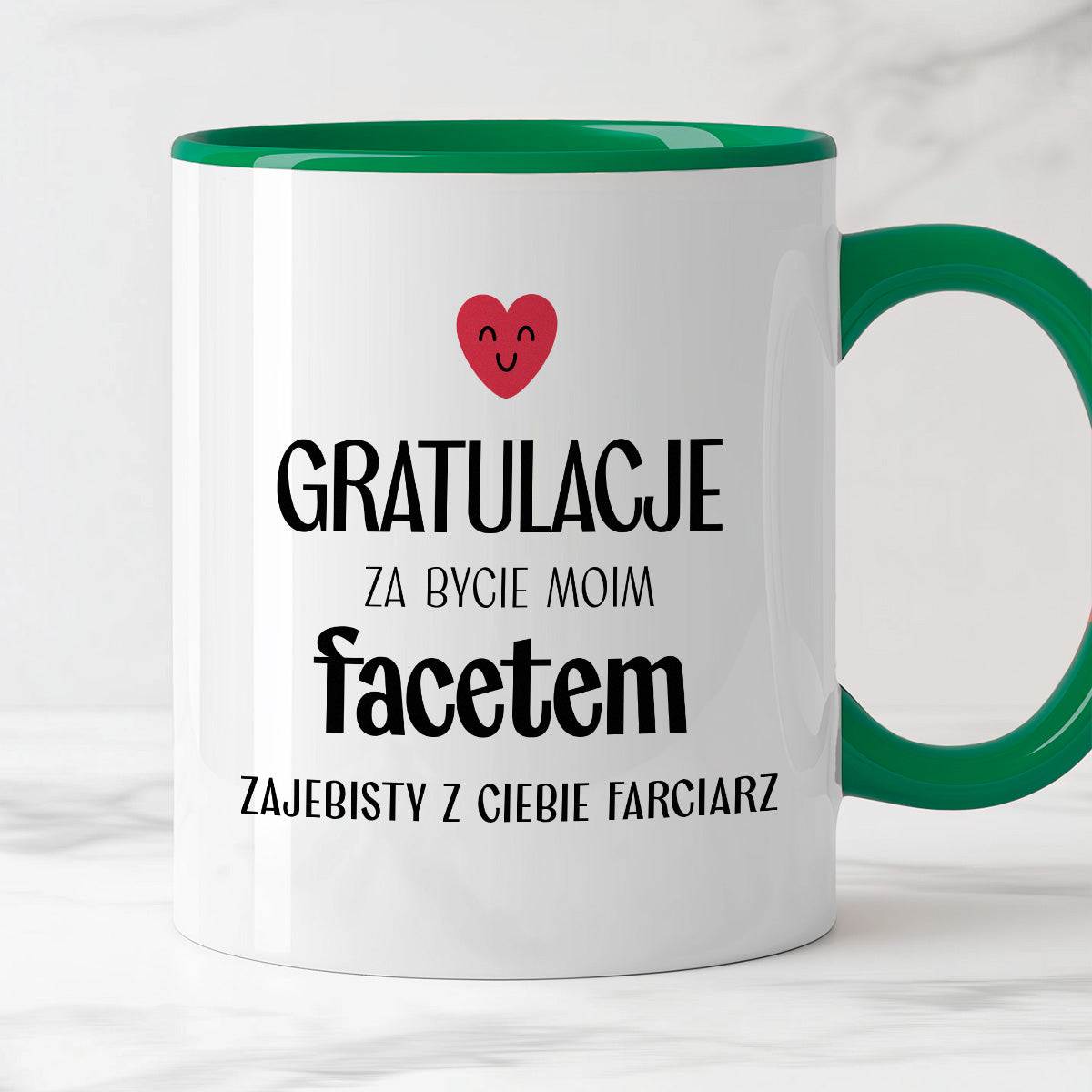 Kubek z nadrukiem "Gratulacje za bycie moim facetem - zajebisty z Cieb