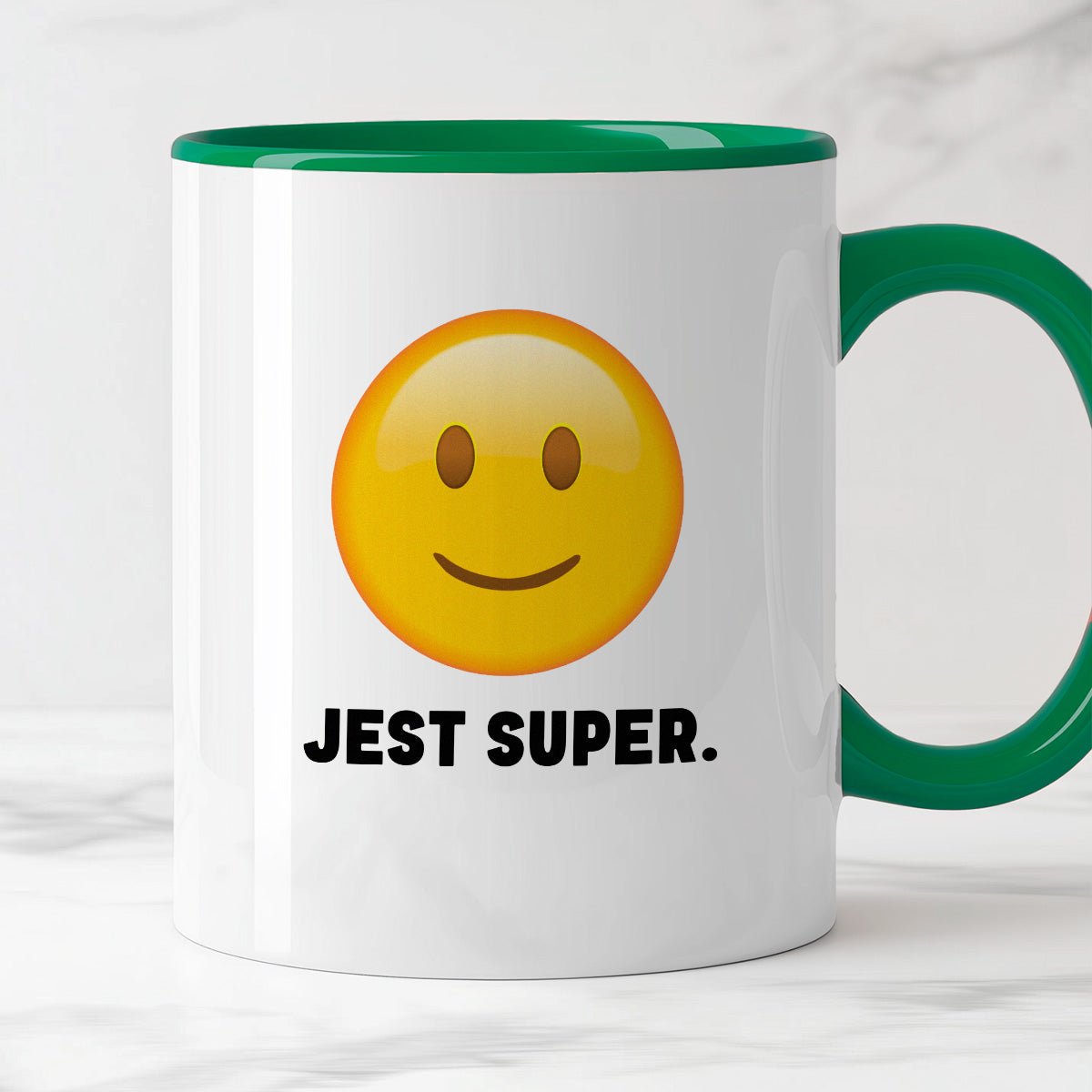 Kubek z nadrukiem "Jest super." - uśmiech nienawiści