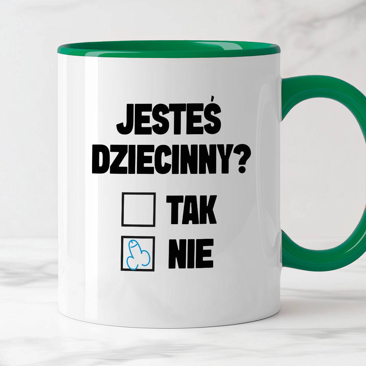 Kubek z nadrukiem "Jesteś dziecinny?"
