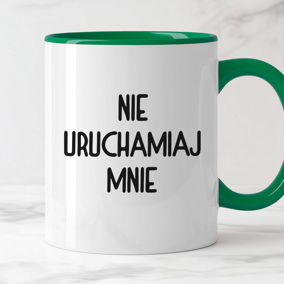 Kubek z nadrukiem "Nie uruchamiaj mnie"