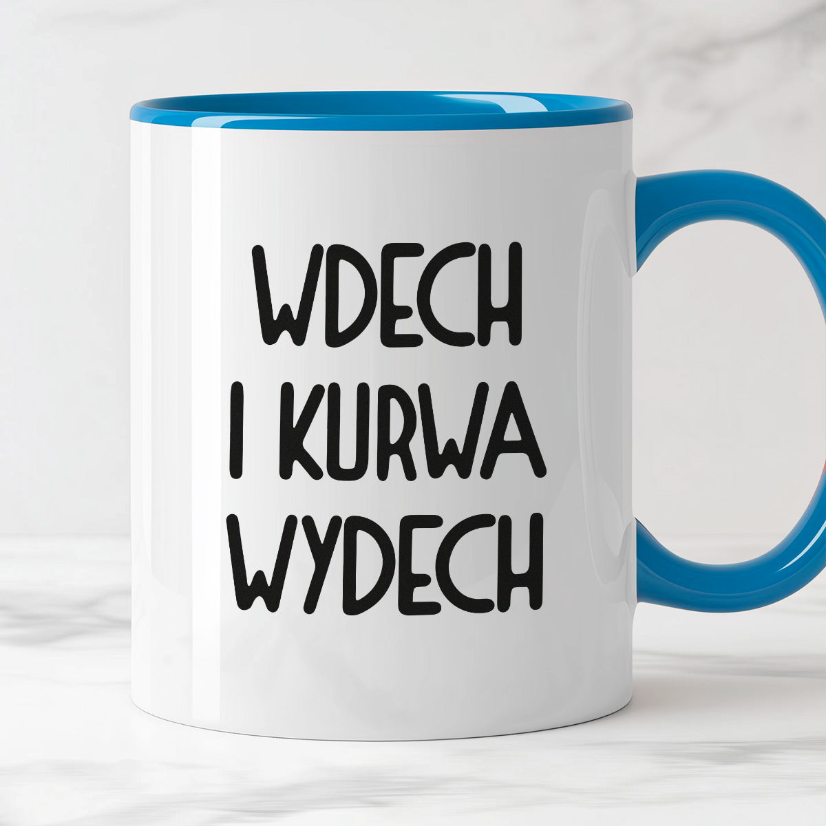 Kubek z nadrukiem "Wdech i kurwa wydech"