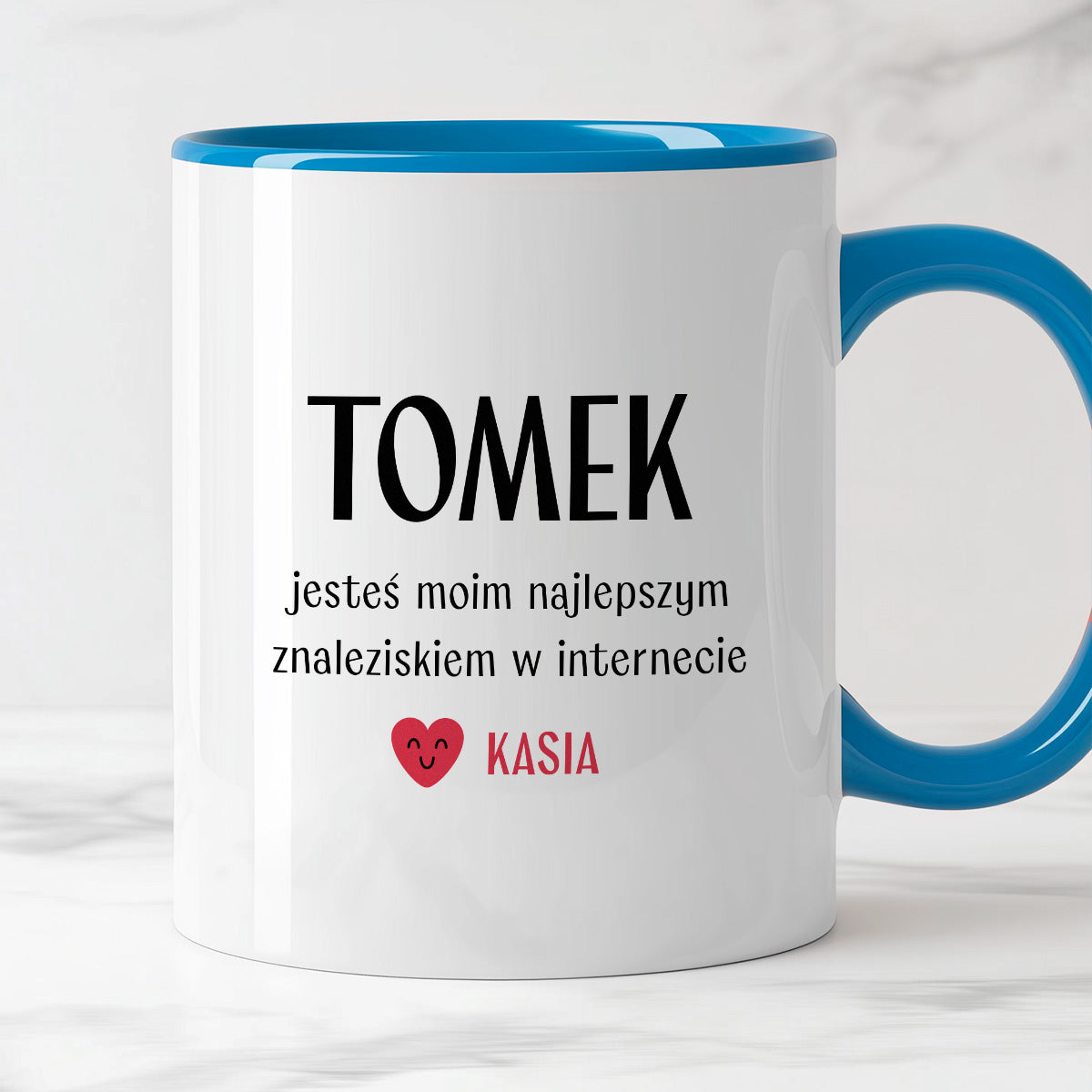 Kubek spersonalizowany z nadrukiem "Jesteś moim najlepszym znaleziskiem w internecie" [2 imiona] - WALENTYNKI