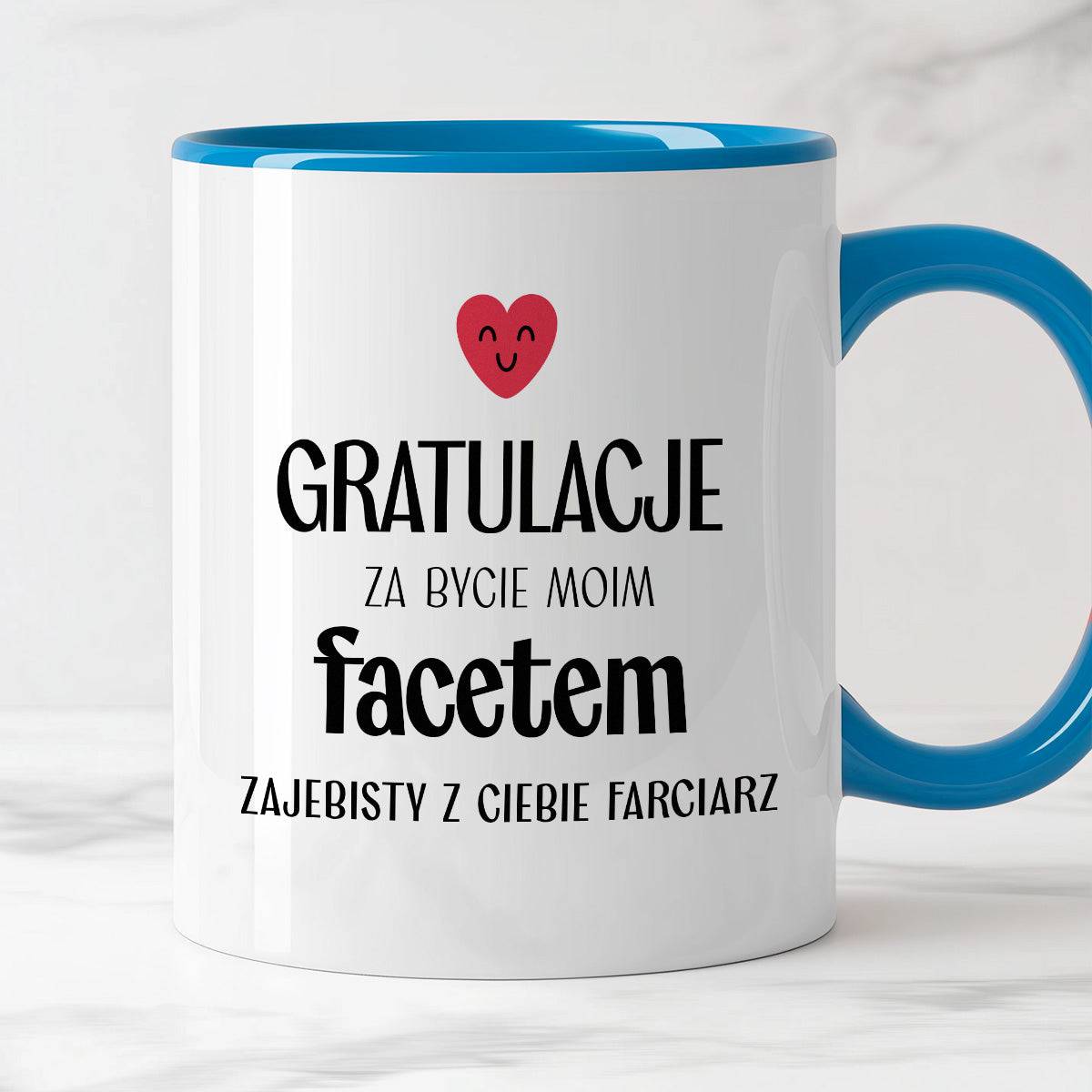 Kubek z nadrukiem "Gratulacje za bycie moim facetem - zajebisty z Cieb