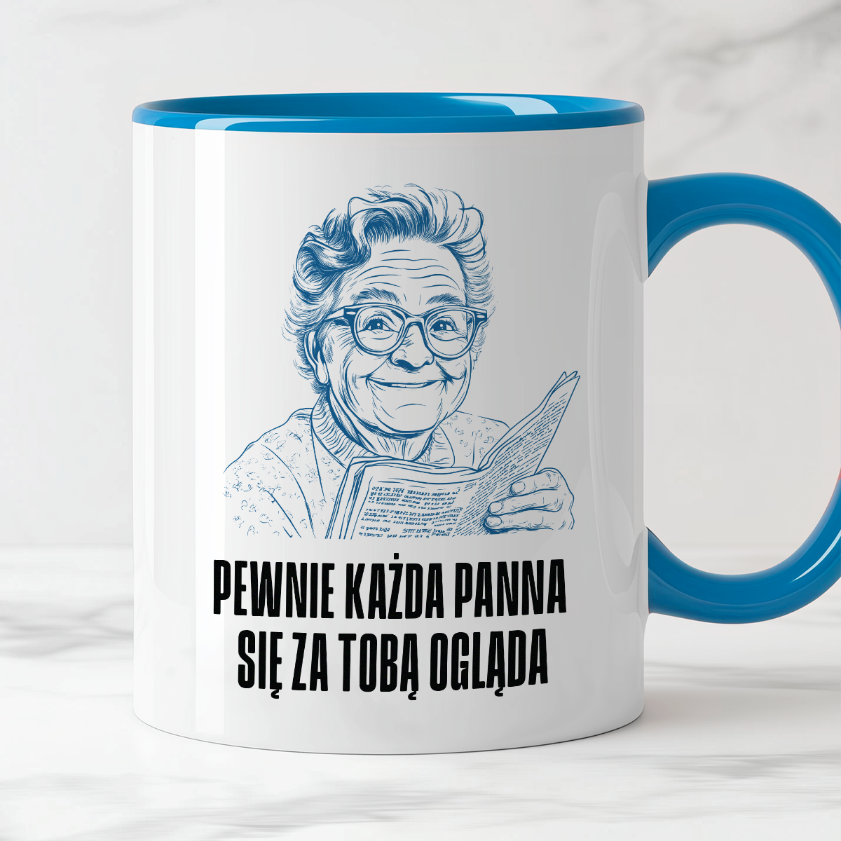 Kubek z cytatem Dziadka "Pewnie każda panna się za Tobą ogląda"