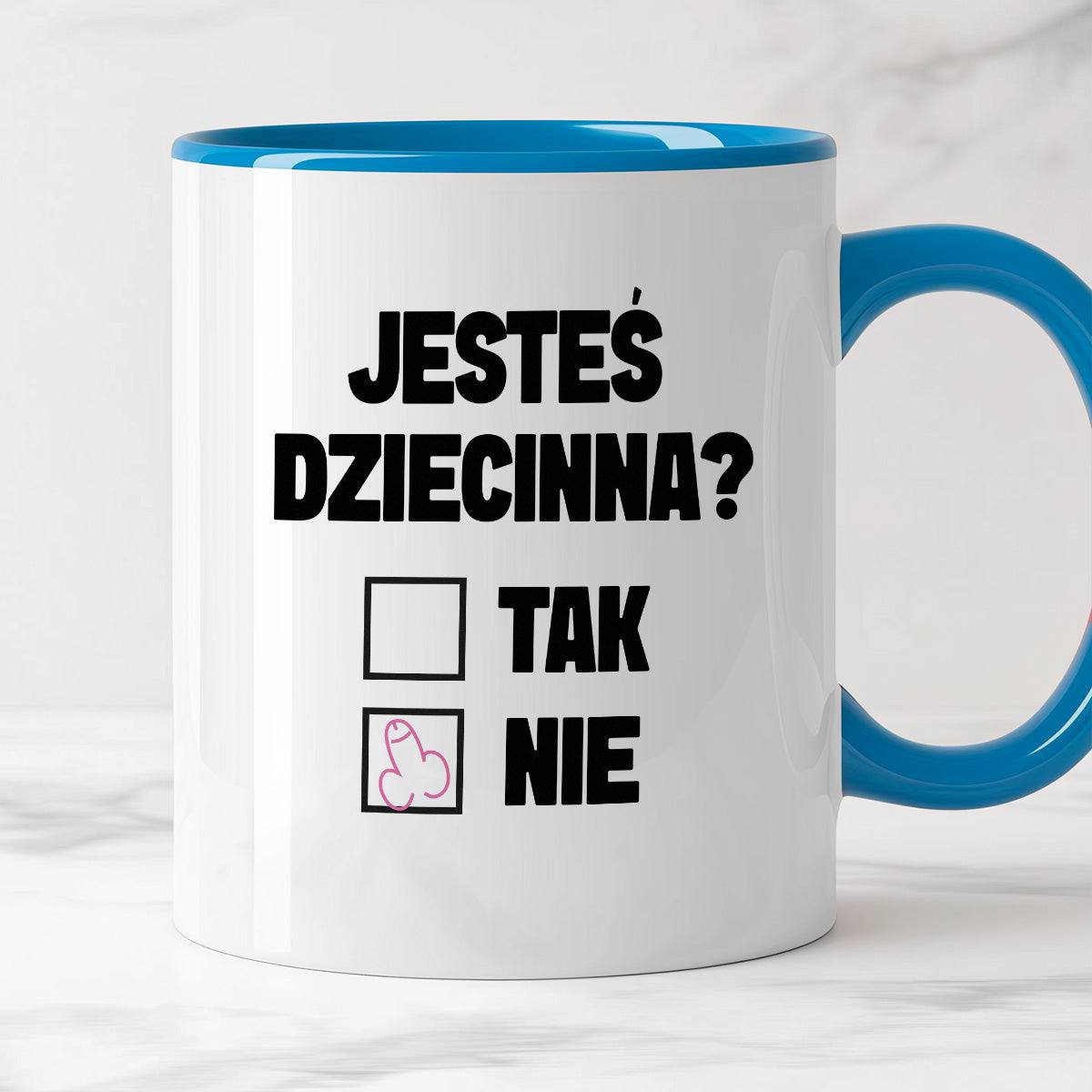 Kubek z nadrukiem "Jesteś dziecinna?"