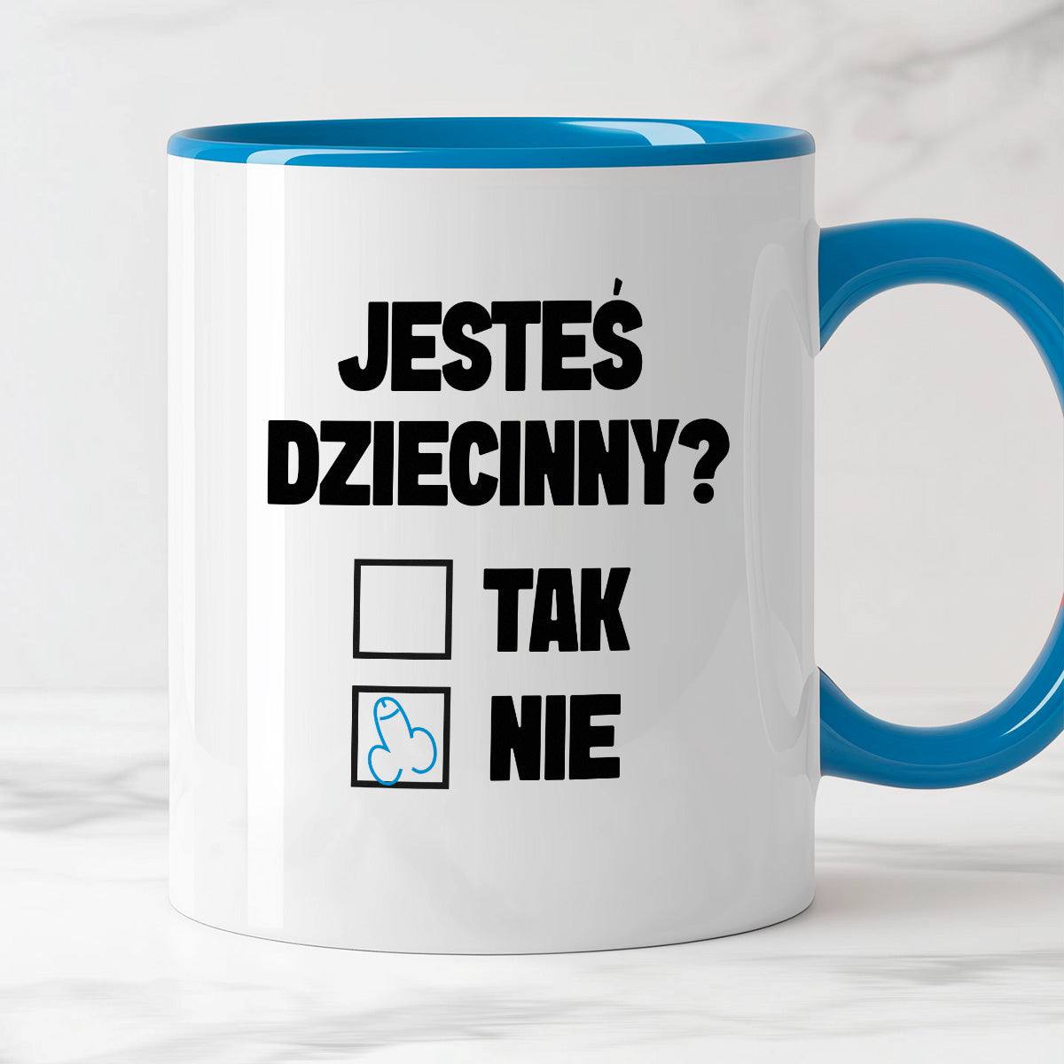 Kubek z nadrukiem "Jesteś dziecinny?"